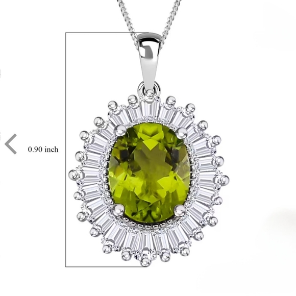 NWT RARE HEBEI CHINA PERIDOT & MOISSANITE 18" PLATINUM NECKLACE - Picture 10 of 10